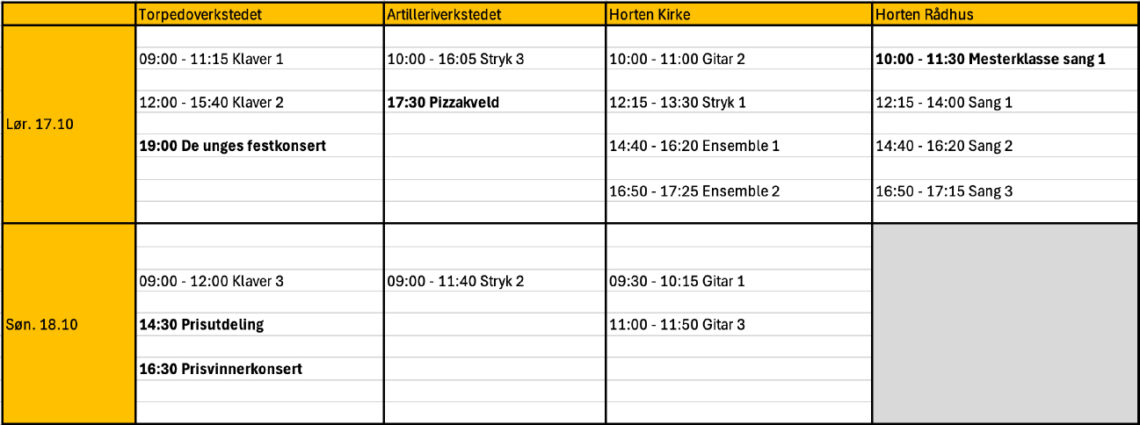 Oversikt program Midgardkonkurransen 2026